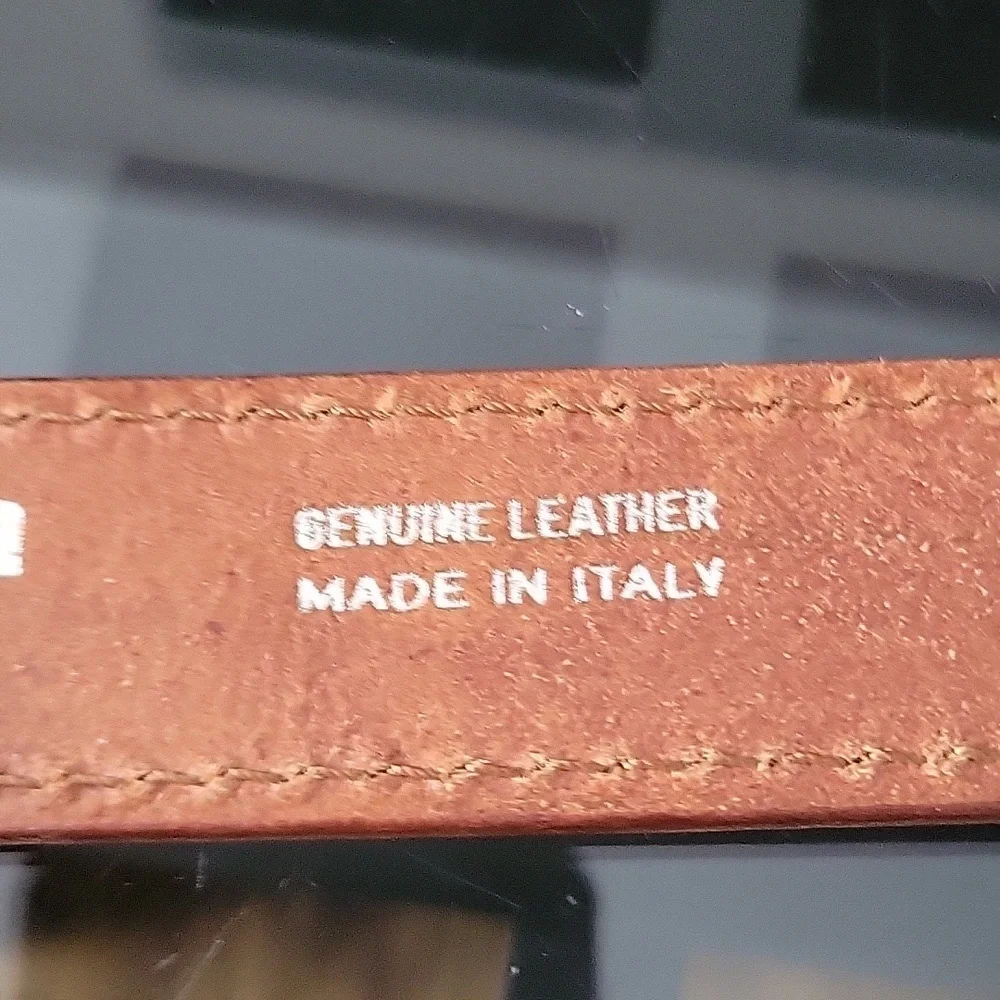 Brown Leather Renoma Paris Made Italy Genuine Belt Unisex Logo New Handmade L,XL